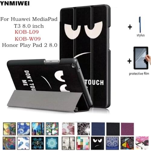 YNMIWEI Case For Huawei MediaPad T3 8.0 KOB-L09 KOB-W09 Tablet Stand Slim Cases For Honor Play Pad 2 8.0 +protector