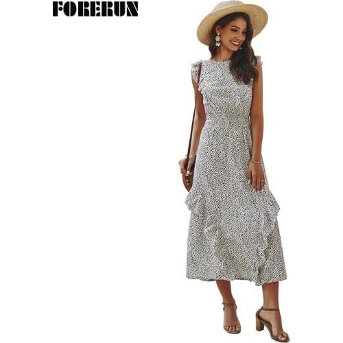 FORERUN Flared Summer Dresses