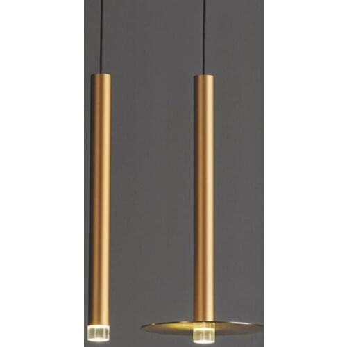 Personality restaurant bar lamp straight tube art chandelier Nordic post-modern copper luxury bedside chandelier window light