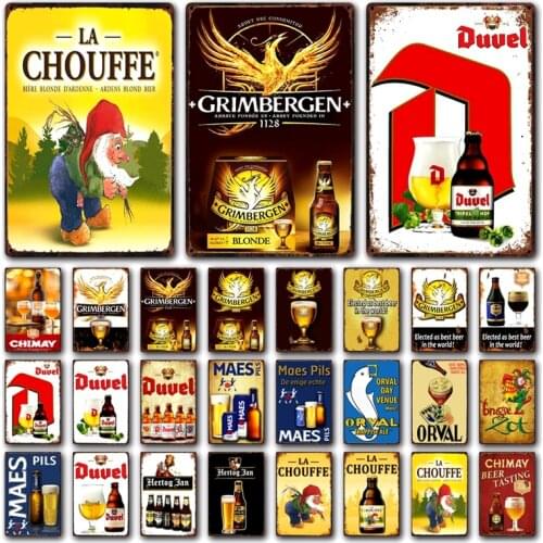 [ Kelly66 ] Belgian Beer Grimbergen La CHouffe Duvel Hertog Jan Chimay Tin Metal Sign Home Decor Painting 20*30 CM Size JT-69