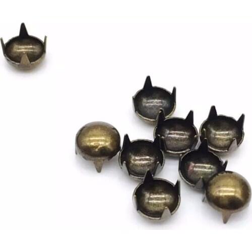 100 Pcs Round Dome Studs Metal Claw Beads Nailhead Punk Rivets With Spikes (5mm)