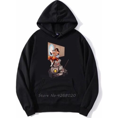 Fashion Mens Hoodie Portal Glados And Chell Gaming Gamer Artwork Awesome Hoodies Unisex Harajuku Hip Hop Hoody Coat