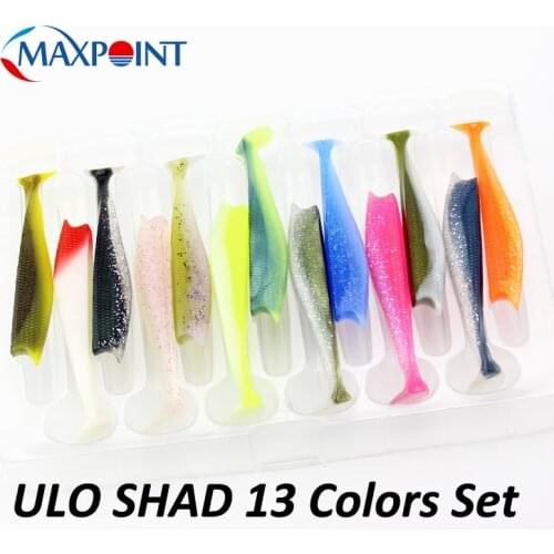 Kayak Boat Fishing Lures 13 pcs Colors Vinyle Set Soft Baits Shad Lure with Paddle Tail 11cm and 14cm Pike Walleye Tips