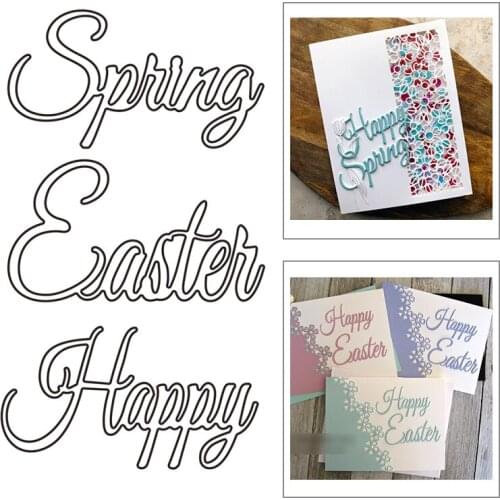 2021 New Script Spring Easter Happy Metal Cutting Dies For Mould Cut Paper Embossing Making Greeting Card Scrapbooking No Stamps