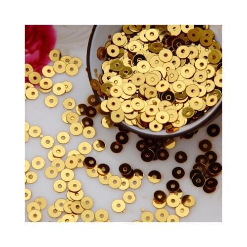 New Arrival-50g 5mm Flat Round Loose Sequins Paillettes Sewing Wedding Craft Good Quality 8# Light Gold Confetti