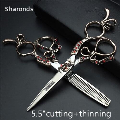 Haircuts Standard scissors 5.5 / 6 Inch professional haircut thinning scissors salon stainless steel scissors set barber fine