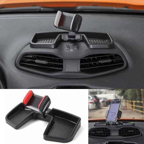 Fit for Jeep Renegade 2015-2019 Car Mount Dashboard Mobile Phone Stand Holder with Storage Box Interior Accessories