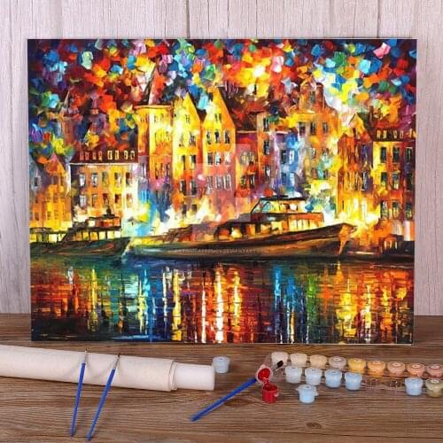 The Harbor Copenhagen DIY Painting By Numbers Package Acrylic Paints 50*70 Oil Painting Wall Paintings For Wholesale