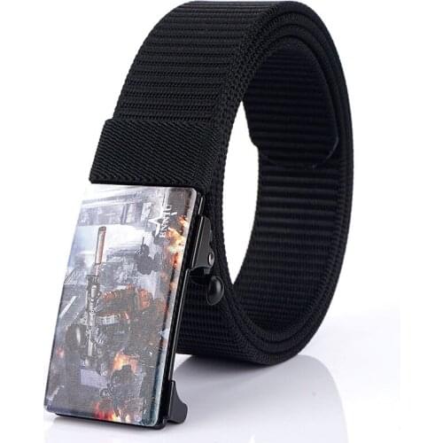 New Sports Outdoor Belt Male Canvas Belt Leisure Thickening Nylon Tactical Belt Automatic Buckle Young Students Belt Width Style