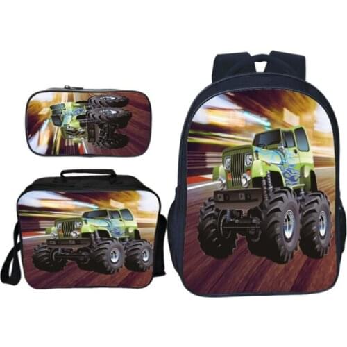 Cartoon Car Anime Print Custom Set Backpack Large Boy Girl Mochilas Infant Satchel Children Schoolbag