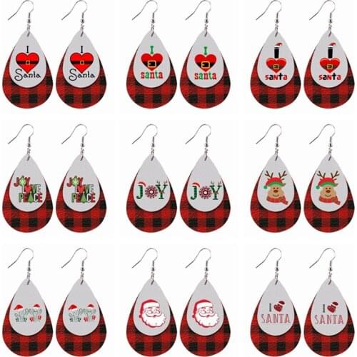 Faux Leather Earrings I Love Santa Christmas Layers Earrings Bulk Wholesale Personalized Name Elf Earrings Stock