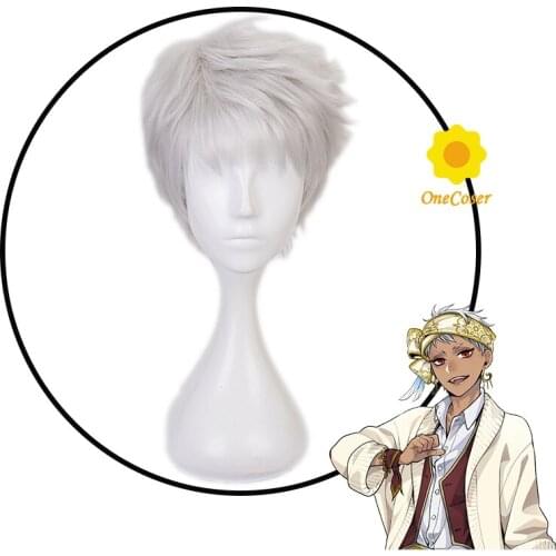 Twisted Wonderland Kalim Al-Asim Cosplay Short Silver Wig +Free Wig Cap Synthetic Hair Halloween Party Props Men Women