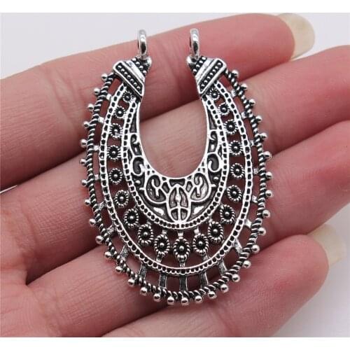 WYSIWYG 2pcs Earring Pendant For Earring Making Charms Diy Jewelry Making Jewelry Finding Antique Silver Color 35x53mm