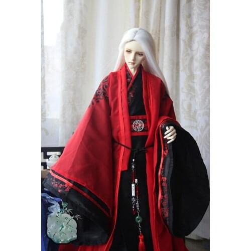 1/4 1/3 Scale BJD Clothes Red Hanfu Ancient Costume Dress Samurai Outfit For BJD/SD MSD SSDF ID75 Strong Uncle 80cm Doll B0225