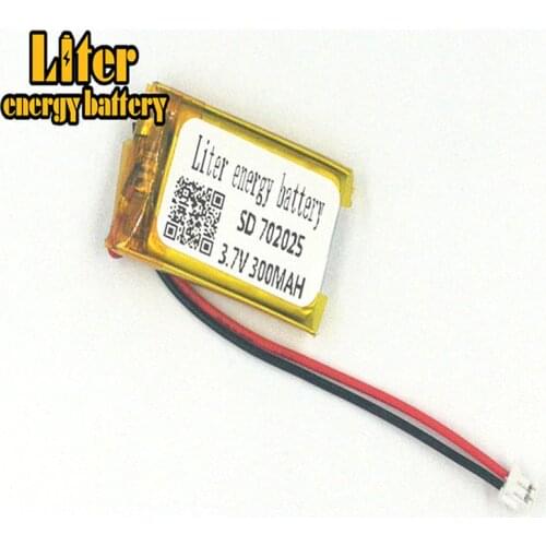 1.5MM 2pin connector 702025 300mah 3.7v Rechargeable lipo battery solar li ion polymer lithium battery MP3 MP4 MP5 small toys