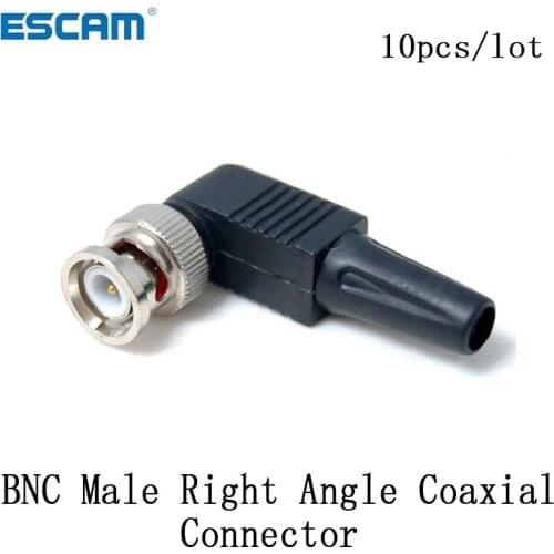 10pcs/lot CCTV RG59 BNC male solderless right angle connector BNC Male Right Angle Coaxial Connector For RG59