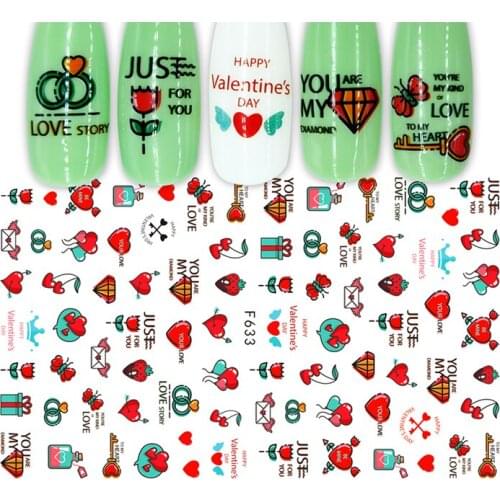 All kinds of flags of love, love, love, glue, nail stickers, decorative accessories, art nail stickers, 10PCS