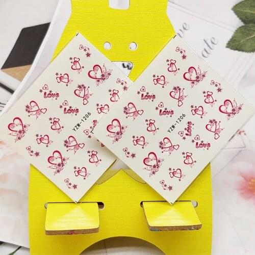 2pc Stickers for Nails Love Heart Flowers Design Nail Art Decorations Manicure Decor Watercolor Nail Decal Stickers Accessoires