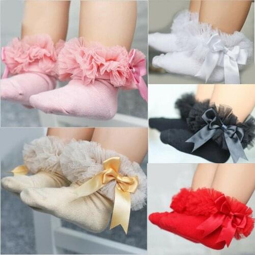 2020 Cute Girls Anti-slip Socks Infant Toddler Newborn Princess Ruffle Lace Socks For Baby Girls Kids Cotton Socks 0-6Y