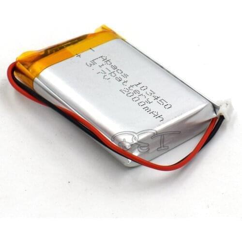 3.7V Rechargeable 2000mAH 103450 With Plug Li-Polymer Lithium Ion Li-ion Battery For Toy Power Bank GPS Mp3 Mp4 Speaker Reader