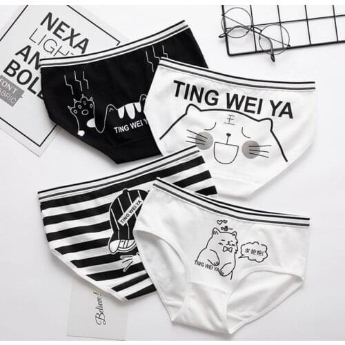 3Pcs Womens Panties Sexy Lingeries Female Plus Size Underwear Girls Briefs Cotton Shorts Female Underpants Cute Cartoon Pantys