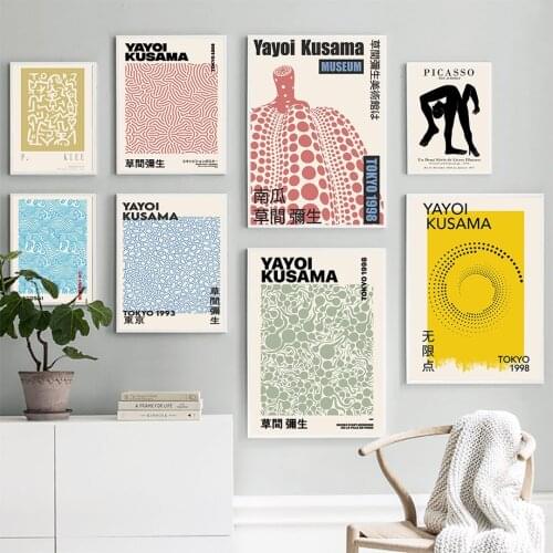 Yayoi Kusama Picasso Abstract Nordic Posters And Prints Wall Art Canvas Painting Wall Pictures For Living Surrealism Room Decor