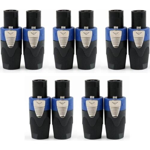 Areyourshop 10 Pcs Blue Speakon 4 Pin Male Plug Compatible Audio Cable Adapter Connector