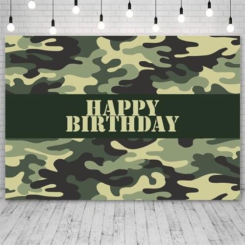 Avezano Backdrops Happy Birthday Party Green Camouflage Pattern Decoration Kids Vinyl Photography Backgrounds For Photo Studio
