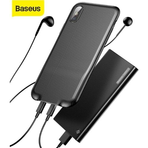Baseus Audio Charge Case For iPhone X 10 Earphone Adapter Splitters Aux Back Cover Case Support Music Calling Data For iPhone X