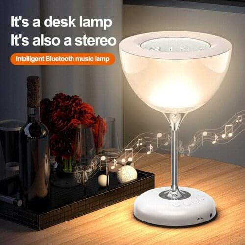 Wireless wine glass desk lamp bluetooth speaker portable LED light desktop speaker support AUX USB TF card FM waterproof speaker
