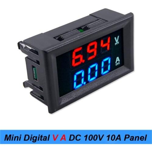 Mini Digital Voltmeter Ammeter DC 100V 10A Panel Voltage Current Meter Tester 0.28" Blue Red Dual LED Display for screwdriver