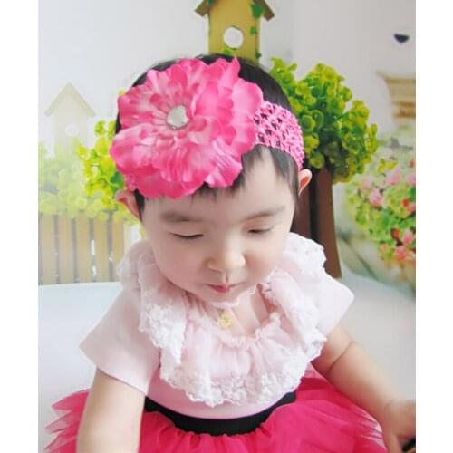 Cheap Baby Hair Accessories With Headband And Tree Peony Flower Children Headband Hair Baby Headband