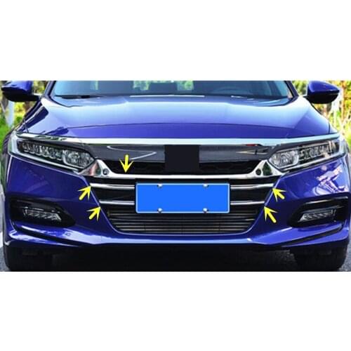 For Honda Accord Sedan 10th 2018 2019 2020 Car Body Protection Detector ABS Chrome Trim Front Up Grid Grill Grille Panel 7pcs