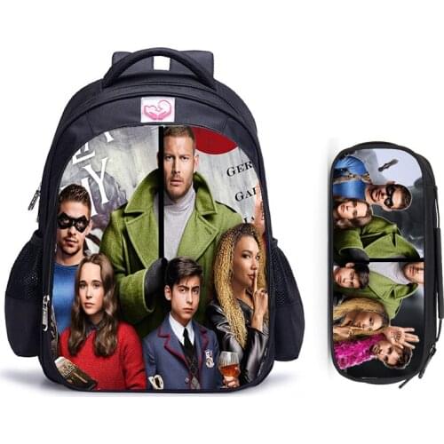 16 Inch The Umbrella Academy Children Backpack Lovely Schoolbag Boys and Girls Mochilas Orthopedic Backpack Pencil Bag Sets