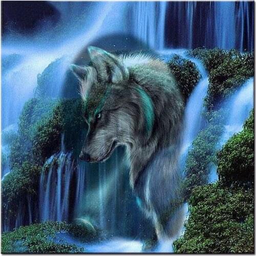 Diy Diamond Painting Cross Stitch Kits Full Diamond Embroidery waterfall Wolf Needlework Diamond Mosaic Home Decor