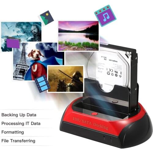 HDD Docking Station Dual Hard Disk Drive Docking Station Base for 2.5 Inch 3.5 Inch IDE/SATA USB 2.0 External Box Enclosure Case