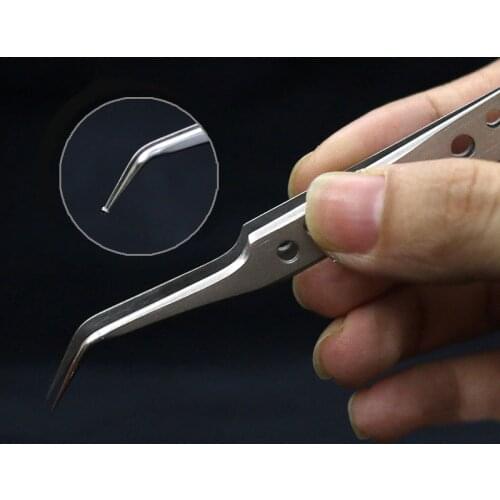 Model Tool Stainless Steel Anti-static Tweezers Anti-skid Ultra-precision Elbow Tweezers
