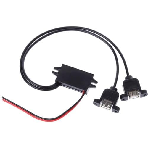 Car DC 12V to 5V 3A 15W Dual USB Charger Converter Module Cable Power Adapter