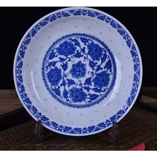 Soup Plate Ceramic Dinner Plate Round Plate Home Underglaze Color Blue&white Porcelain Chinese Nostalgic Traditional Deep Plate