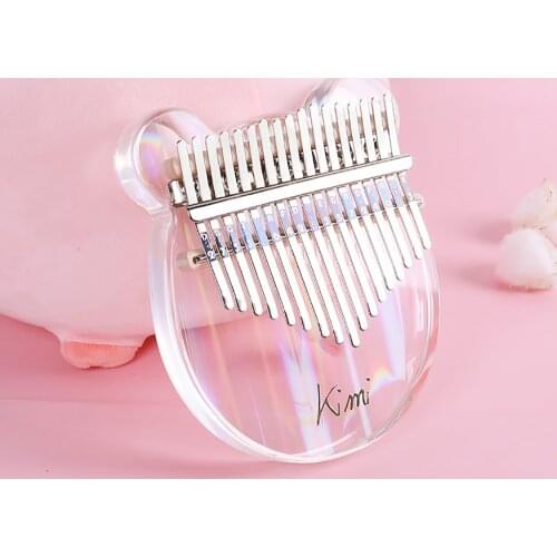 Kimi Kalimba 17 Key Acrylic Transparent Thumb Piano with Tuner Hammer Gig Sticks Cleaning Cloth Case Manual Keyboard Instrument