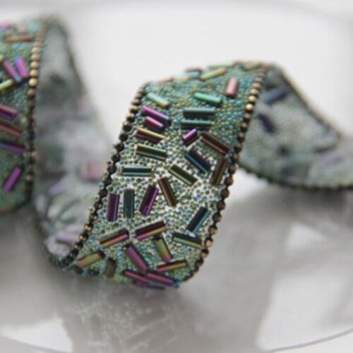 Green beaded lace border,faux jewel beads,DIY cloth cap shoes bag home decorations,Decorate lady girls skirt dress accessory