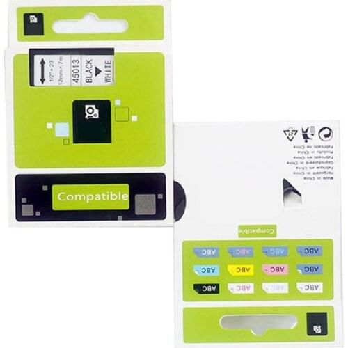 2Pcs 45013 45018 Labeling Tape D1 Cartridge Compatible Dymo D1 Label Tapes for LM160 LM280 260P PNP Printer 12mm black on Red