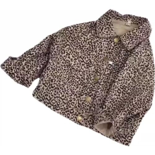 3-10 Years Teenagers Girls Leopard Jackets New 2021 Spring Autumn Fall Kids Denim Windbreaker Outerwear Coats
