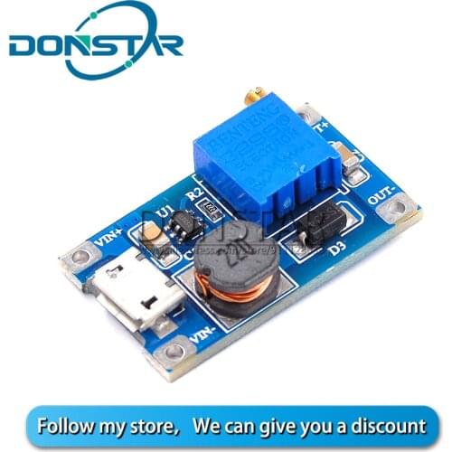 MICRO USB 2A DC-DC Boost Board Booster Module Wide Voltage Input 2/24V Rise 5/9/12/28V Adjustable 2577