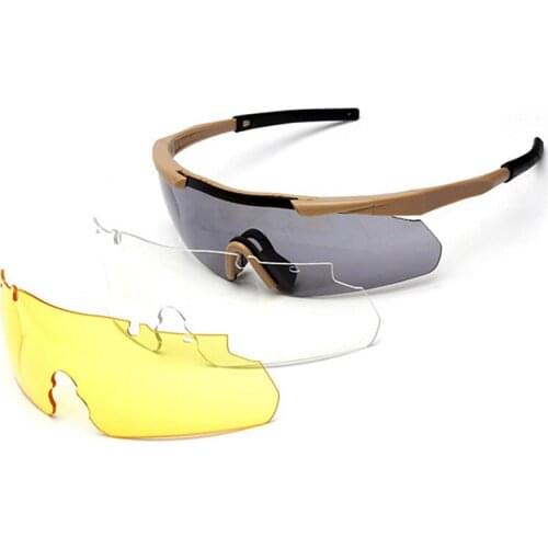 Men Women Military Windproof Glasses Outdoor Tactical Goggles Shooting Cs Riding Mountaineering Polarized Three Sets Of Lenses