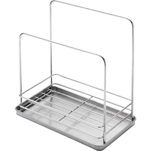 Reliable Sponge Stand for Kitchen,with Removable Drip Tray,Stainless Steel Sink Storage Rack,with Hanging Rod,for Rags