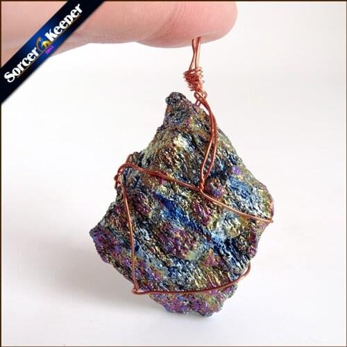 Natural Multi-color Agates Pendant Electroplating Quartz Crystal Cluster Minerals Reiki Healing Crystal Fit Jewelry Making YS072