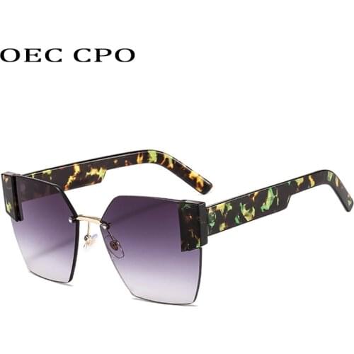 OEC CPO New Fashion Rimless Sunglasses Women Oversized Square Sun Glasses Female Steampunk Eyeglasses UV400 Oculos De Sol