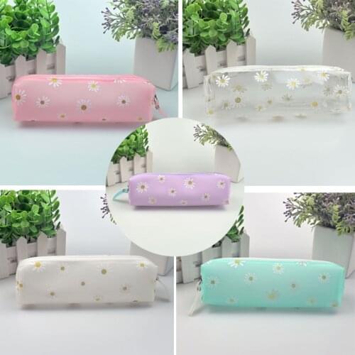 Pencil Bag Simple Transparent Korean Fashion Pencil Case Pouches Stationery Organizer Pen Bag Pencilcase School Pen Case Kawaii