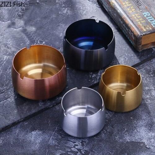 Creative Stainless Steel Ashtray, Drop-proof and Easy To Clean, Large-capacity Windproof Portable Car Ashtray Gift for Boyfriend